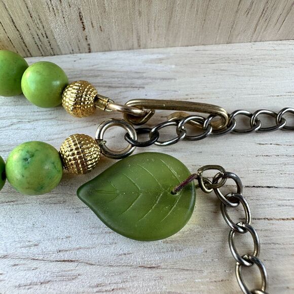 Vintage Glass Corn Necklace & Earrings Set Green Yellow Harvest Theme Vegetable - Picture 5 of 5